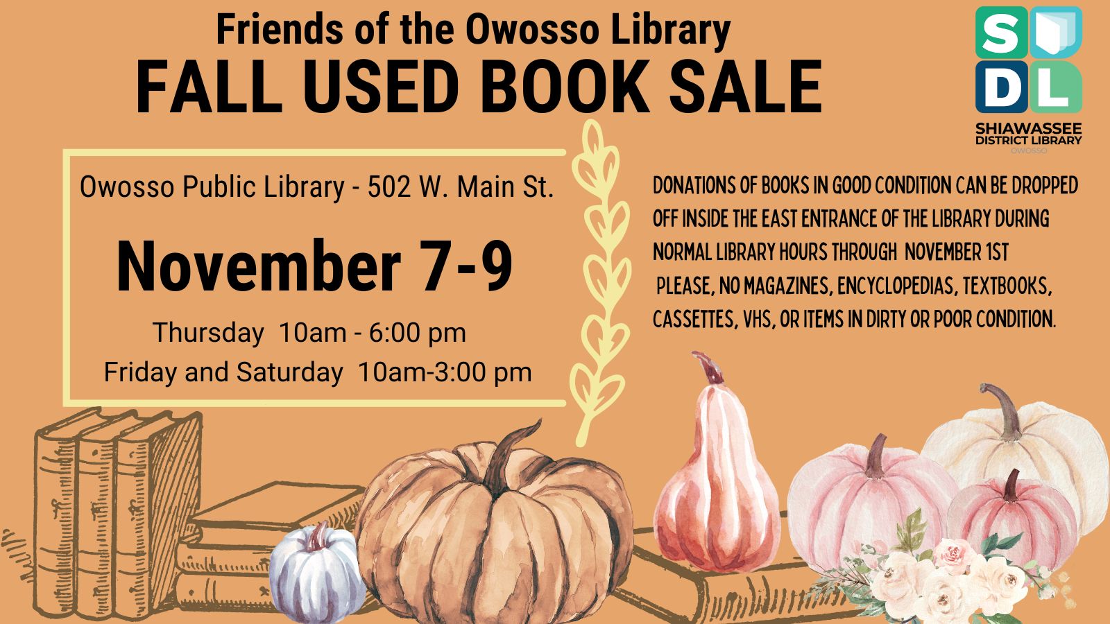 Owosso Fall Book Sale Nov 7-9