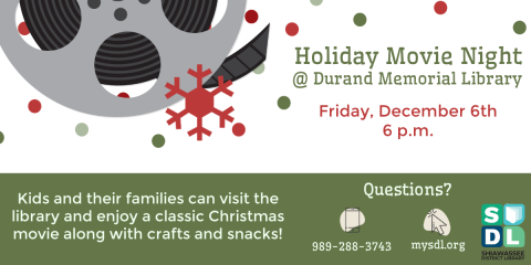 Holiday Movie Night at the Durand Memorial Library December 6