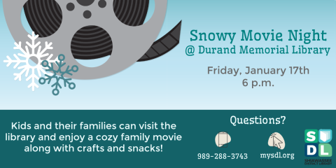 Image of "Snowy Movie Night" Friday, January 6 at 6 pm at Durand Memorial Library