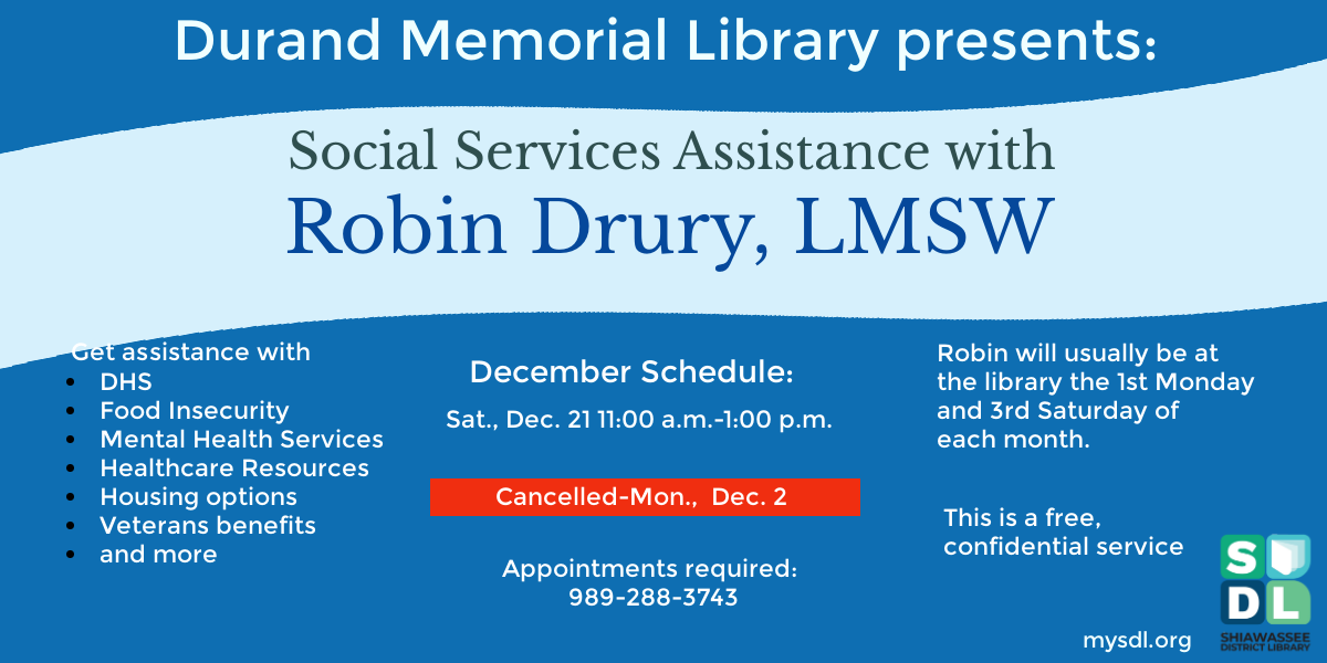 Image of "Social Services Assistance Dec. 21 with Robin Drury"